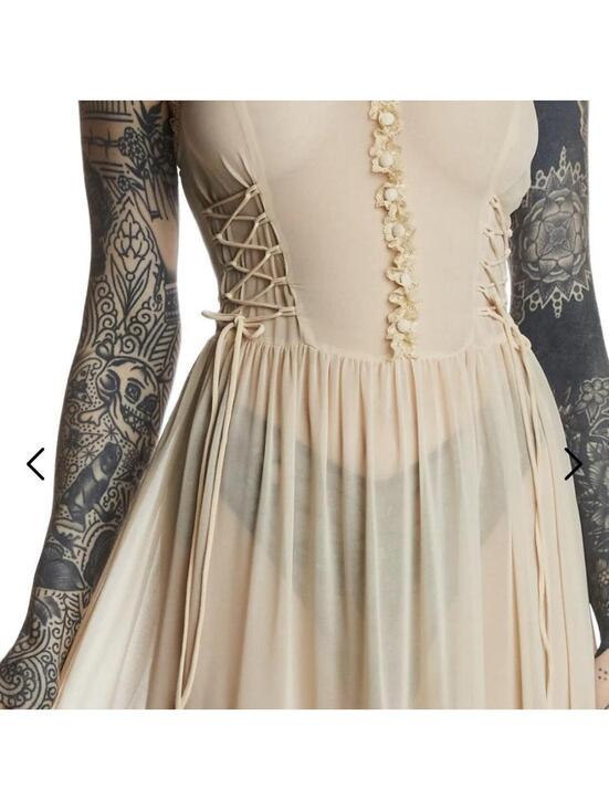 Dolls Kill Dresses & Skirts - ✨️NWT✨️ Dolls Kill Widow Cream Starless Sky Chiffon Maxi Dress